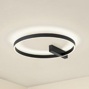 Lucande LED stropna svetilka Isalin, 60 cm, črna, CCT, z možnostjo zatemnitve, zatemnjen, Črna, Dnevna soba / jedilnica, Aluminij, Sodobni