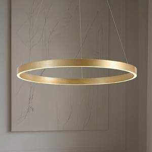 Lucande LED viseča svetilka Yonam, Ø 80 cm, 1-žarek, zlata, CCT, zatemnjen, Zlata / medeninasta, Dnevna soba / jedilnica, Kovina, Sodobni