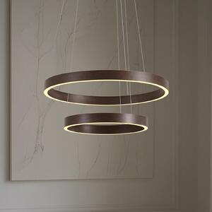 Lucande LED viseča svetilka Yonam, Ø 60 cm, 2-svetilna, rjava, CCT, zatemnjen, Rjava / rjasta, Dnevna soba / jedilnica, Kovina, Sodobni