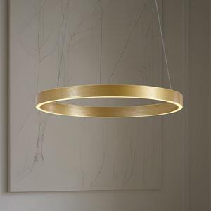 Lucande LED viseča svetilka Yonam, Ø 60 cm, 1-flg., zlata, CCT, zatemnjen, Zlata / medeninasta, Dnevna soba / jedilnica, Kovina, Sodobni
