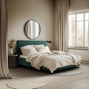 OBLAZINJENA POSTELJA 140 cm x 200 cm , les, tekstil, leseni material temno zelena