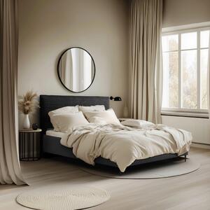 OBLAZINJENA POSTELJA 140 cm x 200 cm , les, tekstil, leseni material antracit