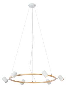 Moderna viseča svetilka z lesnim potiskom z belo barvo 6-Lights - Jeana Circle