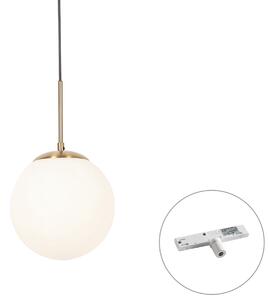 Art Deco viseča svetilka zlata z opalnim steklom, vklj. adapter za tirnico bela 1-fazna - Slimline Flore