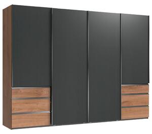 OMARA Z DRSNIMI VRATI, barve grafita, hrastova deska