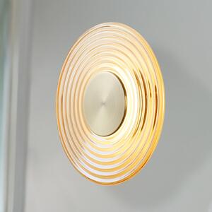 Searchlight LED stenska svetilka Cleo, jantarno-medena barva, Ø 30 cm, steklo, zatemnjen, Bež, Dnevna soba / jedilnica, Steklo, Sodobni
