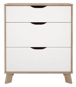 Bela komoda v hrastovem dekorju 79x92x40 cm Ikast – Tvilum