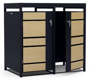 Blumfeldt BinSafe kontajner za smeti, 2 koša za odpadke, 240 L, vremensko odporna streha za sajenje iz pocinkanega jekla, ki jo je mogoče zakleniti