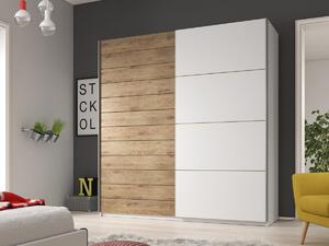 Garderobna omara Austin J101, Hrast, Bela, 210x270x61cm, Vrata omare: Drsna