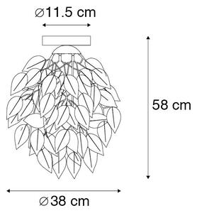 Romantična stropna svetilka bela z listi - Feder