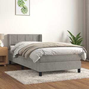 VidaXL Box spring postelja z vzmetnico svetlo siva 100x200 cm žamet