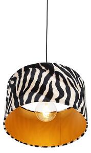 Sodobna viseča svetilka črna z odtenkom zebra 35 cm - Combi