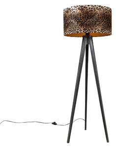 Talna svetilka stativ črna s senčnikom leopard 50 cm - Tripod Classic