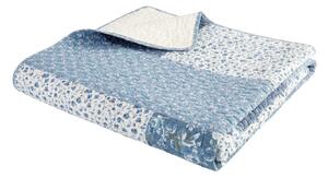 Modro bombažno prešito pregrinjalo 220x230 cm Floral Patchwork – Bianca