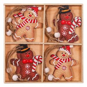 Komplet lesenih božičnih okraskov GINGERBREAD, 12 kom