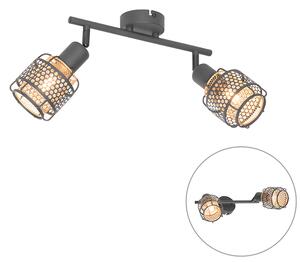 Dizajnerska stropna svetilka črna z zlatom 2-light - Noud