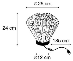 Podeželska namizna svetilka bambus z belo - Canna Diamond