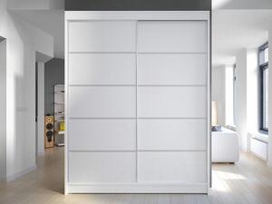 Garderobna omara Atlanta 145, Bela, 200x150x58cm, Vrata omare: Drsna