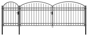 VidaXL Vrtna ograjna vrata zaobljena jeklo 1,75x5 m črna