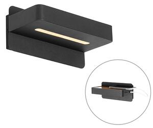 Moderna stenska svetilka črna z LED z USB - Ted