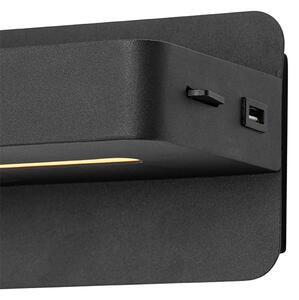 Sodobna stenska svetilka črna, vključno z LED, USB in stikalom - Ted