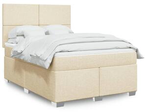 VidaXL Box spring postelja z vzmetnico krem 140x200 cm blago