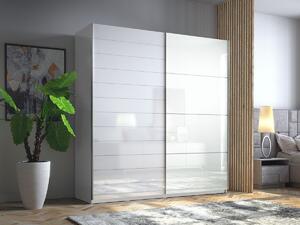 Garderobna omara Austin J105, Bela, Sijaj bela, 210x270x61cm, Vrata omare: Drsna