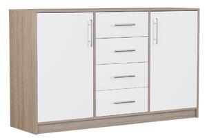 Komoda Omaha K114, Bela, Sonoma hrast, 84x140x40cm