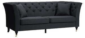 Kavč chesterfield Riverton 672, Temno siva, 211x86x88cm, Noge: Kovina, Les