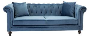 Kavč chesterfield Dallas 255, Ni na voljo, Modra, 217x88x80cm, Noge: Les,Delno sestavljeno, Bor