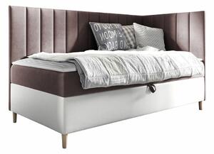 Boxspring postelja Baltimore 164, 90x200, Blago, Eko usnje, Posteljno dno, 98x208x115cm, Vzmetnica