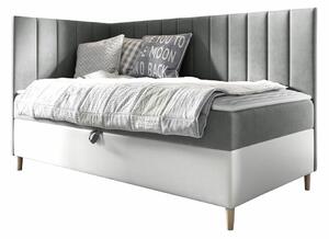 Boxspring postelja Baltimore 164, 100x200, Blago, Eko usnje, Posteljno dno, 108x208x115cm, Vzmetnica