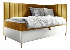 Boxspring postelja Baltimore 164, 90x200, Blago, Eko usnje, Posteljno dno, 98x208x115cm, Vzmetnica