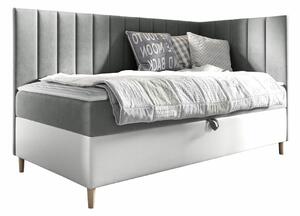 Boxspring postelja Baltimore 164, 100x200, Blago, Eko usnje, Posteljno dno, 108x208x115cm, Vzmetnica