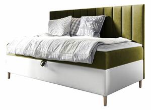 Boxspring postelja Baltimore 165, 90x200, Blago, Eko usnje, Posteljno dno, 98x202x115cm, Vzmetnica