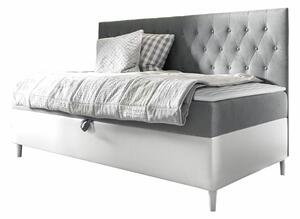 Boxspring postelja Baltimore 166, 80x200, Blago, Eko usnje, Posteljno dno, 88x202x115cm, Vzmetnica