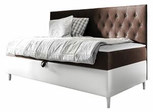 Boxspring postelja Baltimore 166, 90x200, Blago, Eko usnje, Posteljno dno, 98x202x115cm, Vzmetnica