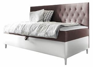 Boxspring postelja Baltimore 166, 90x200, Blago, Eko usnje, Posteljno dno, 98x202x115cm, Vzmetnica