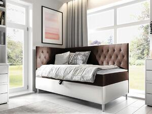 Boxspring postelja Baltimore 167, 90x200, Blago, Eko usnje, Posteljno dno, 98x208x115cm, Vzmetnica