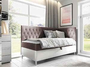 Boxspring postelja Baltimore 167, 80x200, Blago, Eko usnje, Posteljno dno, 88x208x115cm, Vzmetnica