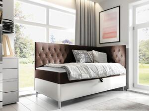 Boxspring postelja Baltimore 167, 80x200, Blago, Eko usnje, Posteljno dno, 88x208x115cm, Vzmetnica