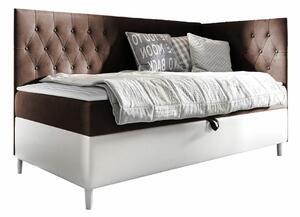 Boxspring postelja Baltimore 167, 100x200, Blago, Eko usnje, Posteljno dno, 108x208x115cm, Vzmetnica