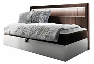 Boxspring postelja Baltimore 168, 100x200, Blago, Eko usnje, Posteljno dno, 112x202x104cm, Vzmetnica