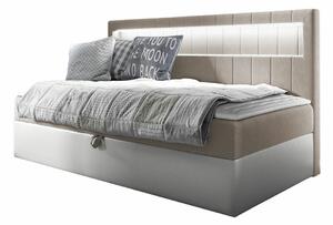 Boxspring postelja Baltimore 168, 90x200, Blago, Eko usnje, Posteljno dno, 102x202x104cm, Vzmetnica