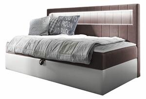 Boxspring postelja Baltimore 168, 100x200, Blago, Eko usnje, Posteljno dno, 112x202x104cm, Vzmetnica