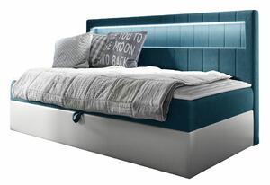 Boxspring postelja Baltimore 168, 90x200, Blago, Eko usnje, Posteljno dno, 102x202x104cm, Vzmetnica