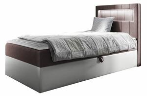 Boxspring postelja Baltimore 169, 90x200, Blago, Eko usnje, Posteljno dno, 92x212x104cm, Vzmetnica