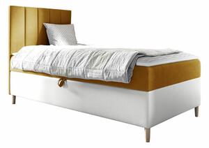 Boxspring postelja Baltimore 170, 90x200, Blago, Eko usnje, Posteljno dno, 92x208x115cm, Vzmetnica