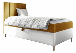 Boxspring postelja Baltimore 170, 100x200, Blago, Eko usnje, Posteljno dno, 102x208x115cm, Vzmetnica