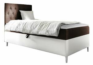 Boxspring postelja Baltimore 171, 100x200, Blago, Eko usnje, Posteljno dno, 102x208x115cm, Vzmetnica